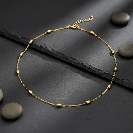 Gold Beaded Chain Necklace