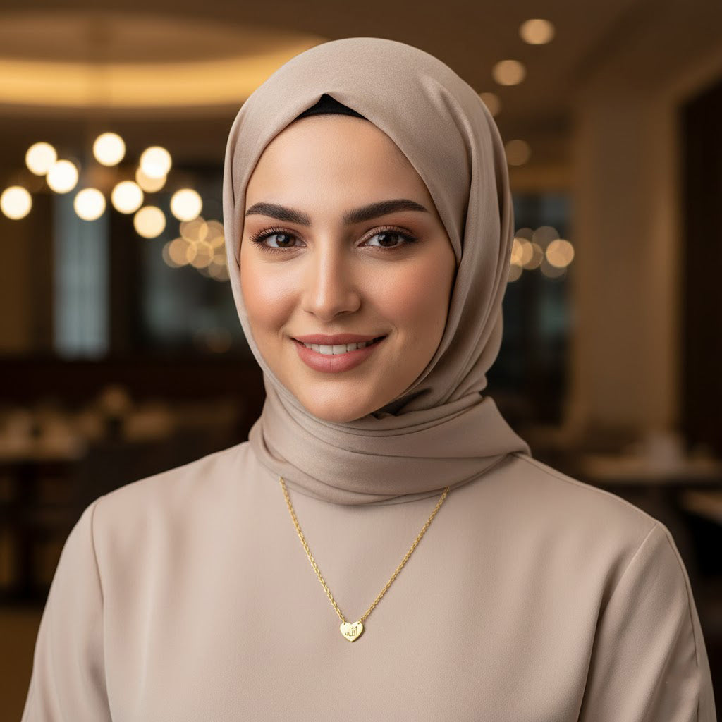 Gold Heart Fatima Necklace