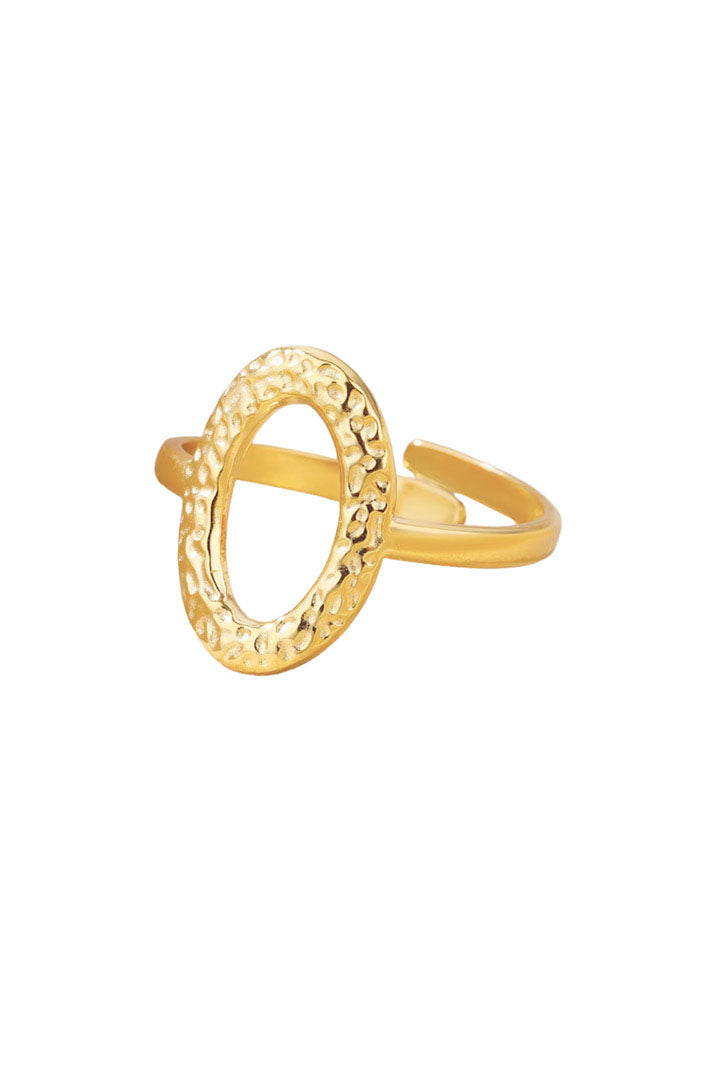Textured Oval Open Ring – Gold