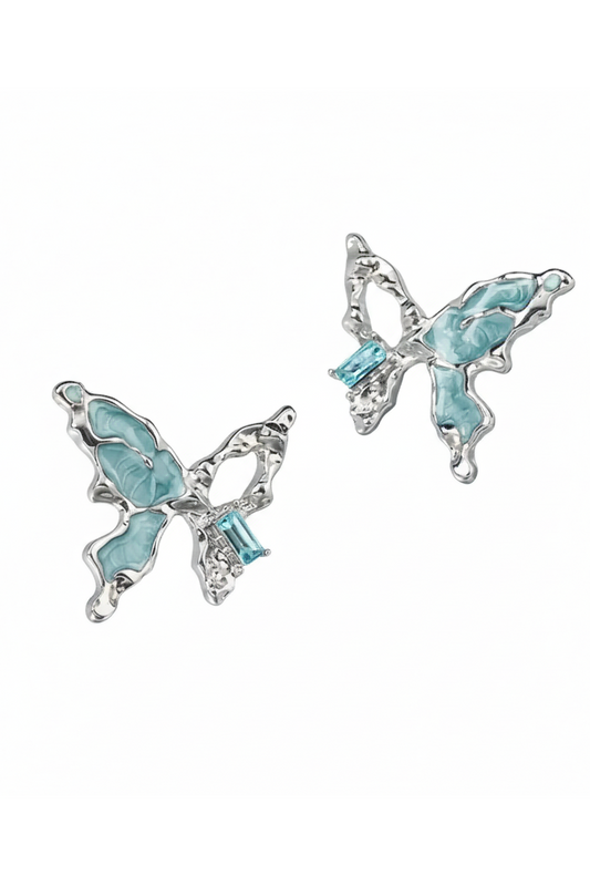 Butterfly Crystal Silver Stud Earrings