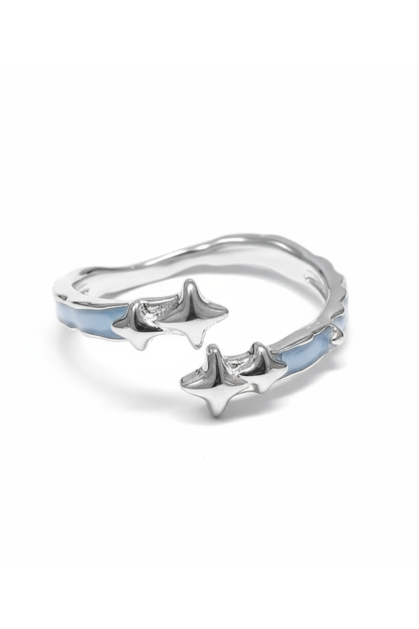 Star Silver Ring with Blue Stone