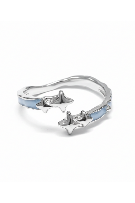 Star Silver Ring with Blue Stone