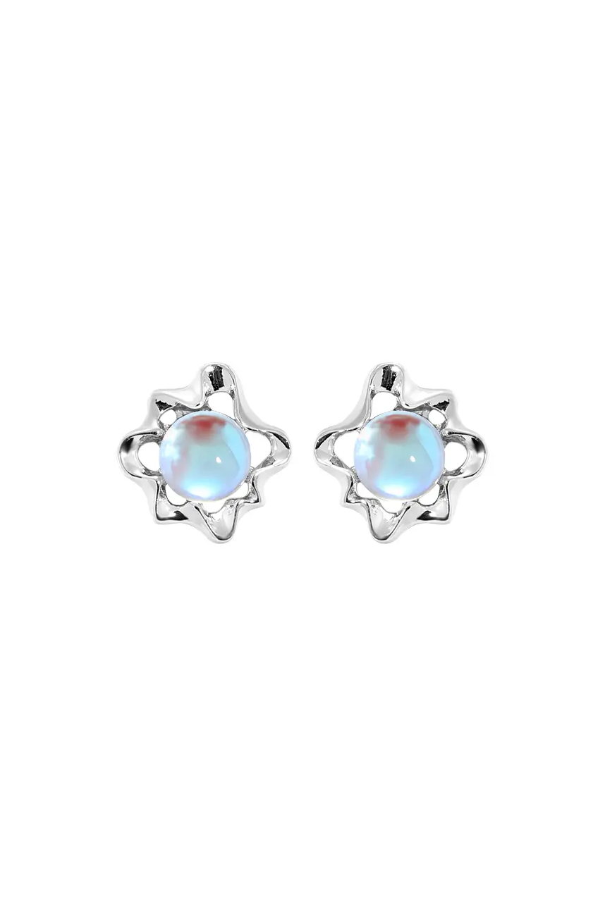 Flower Opal Silver Stud Earrings