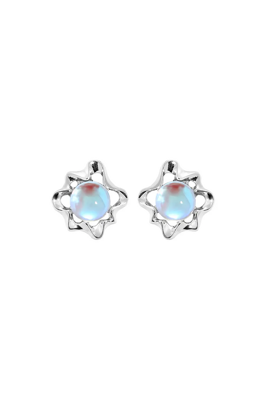 Flower Opal Silver Stud Earrings