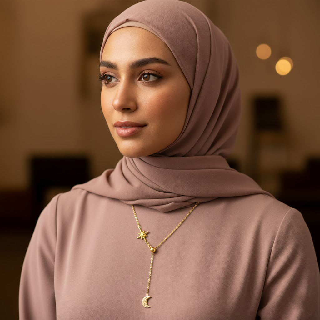 Layali Star & Crescent Drop Necklace