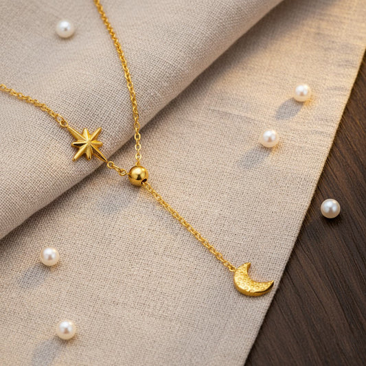 Layali Star & Crescent Drop Necklace