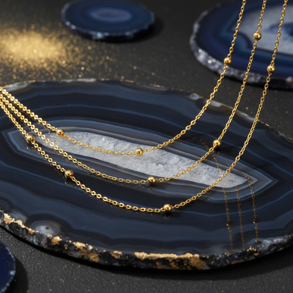 Layered Satellite Bead Chain Necklace – Gold