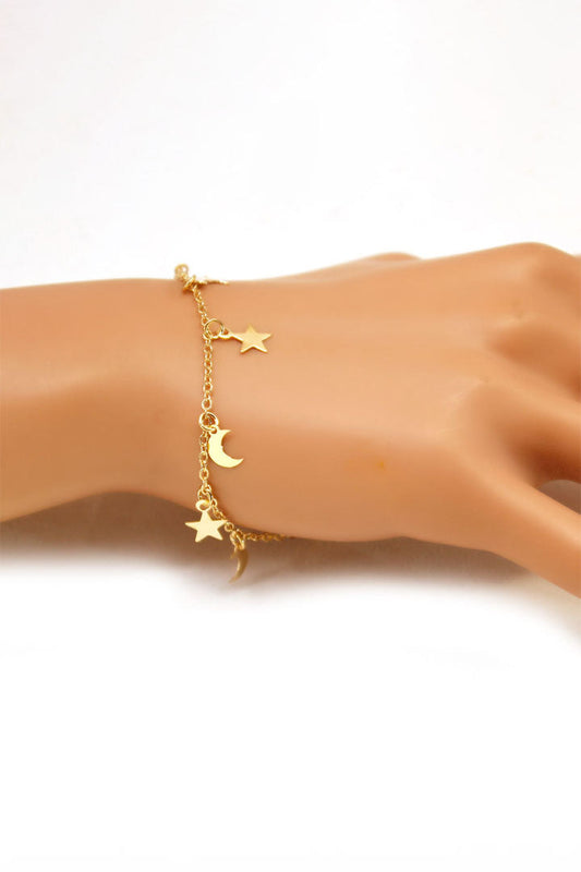 Moon & Stars Design Celestial Charms Bracelet