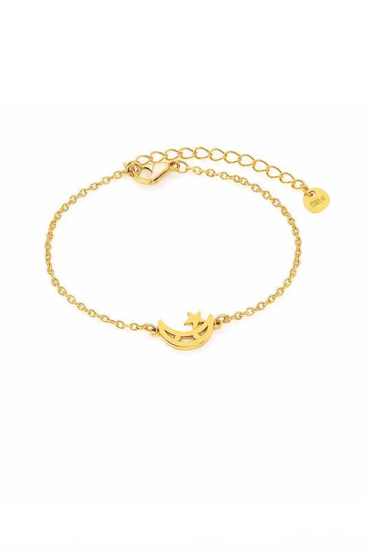 Moon & Star Charm Bracelet – Gold