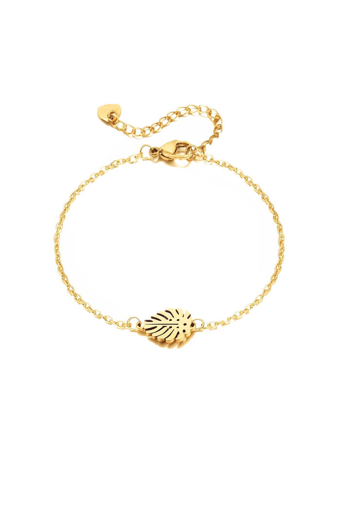Monstera Leaf Charm Bracelet – Gold