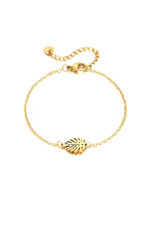 Monstera Leaf Charm Bracelet – Gold