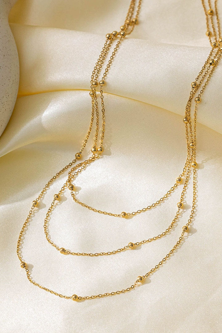 Layered Satellite Bead Chain Necklace – Gold