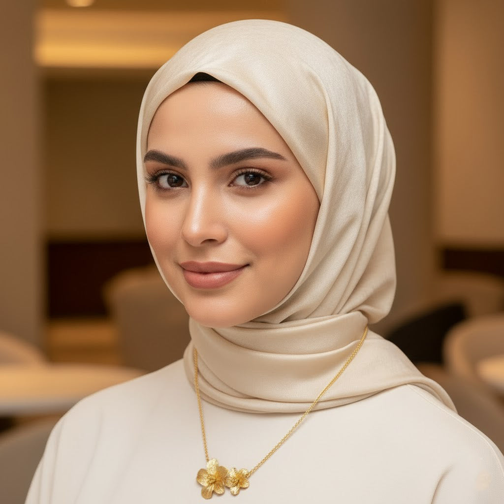 Textured Blossom Duo Pendant Necklace – Gold