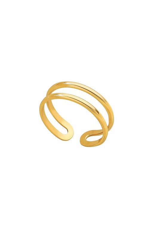 Minimal Double-Band Open Ring – Gold
