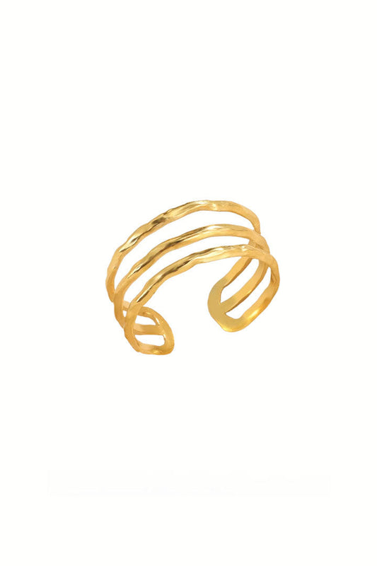 Hammered Triple Open Ring – Gold