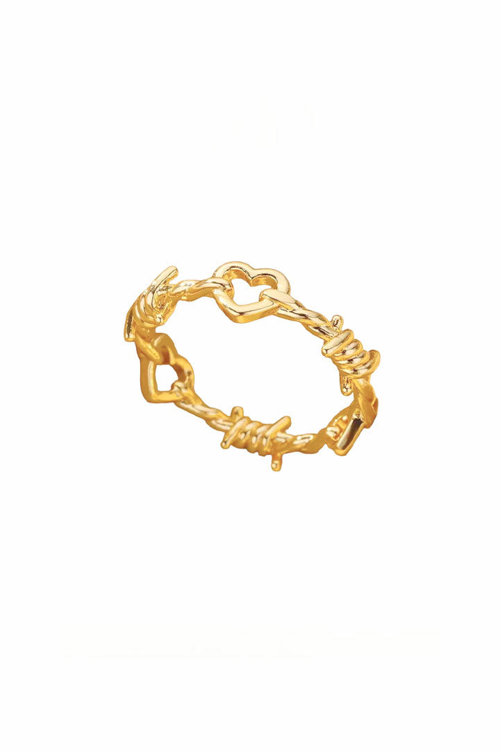 Heart Barbed-Wire Ring – Gold