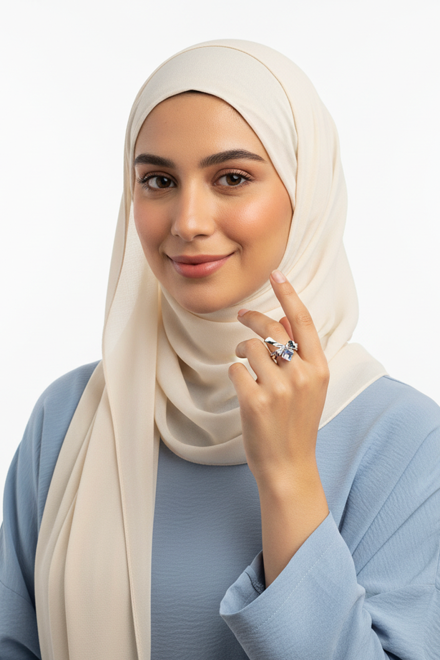 Square Crystal Silver Adjustable Ring