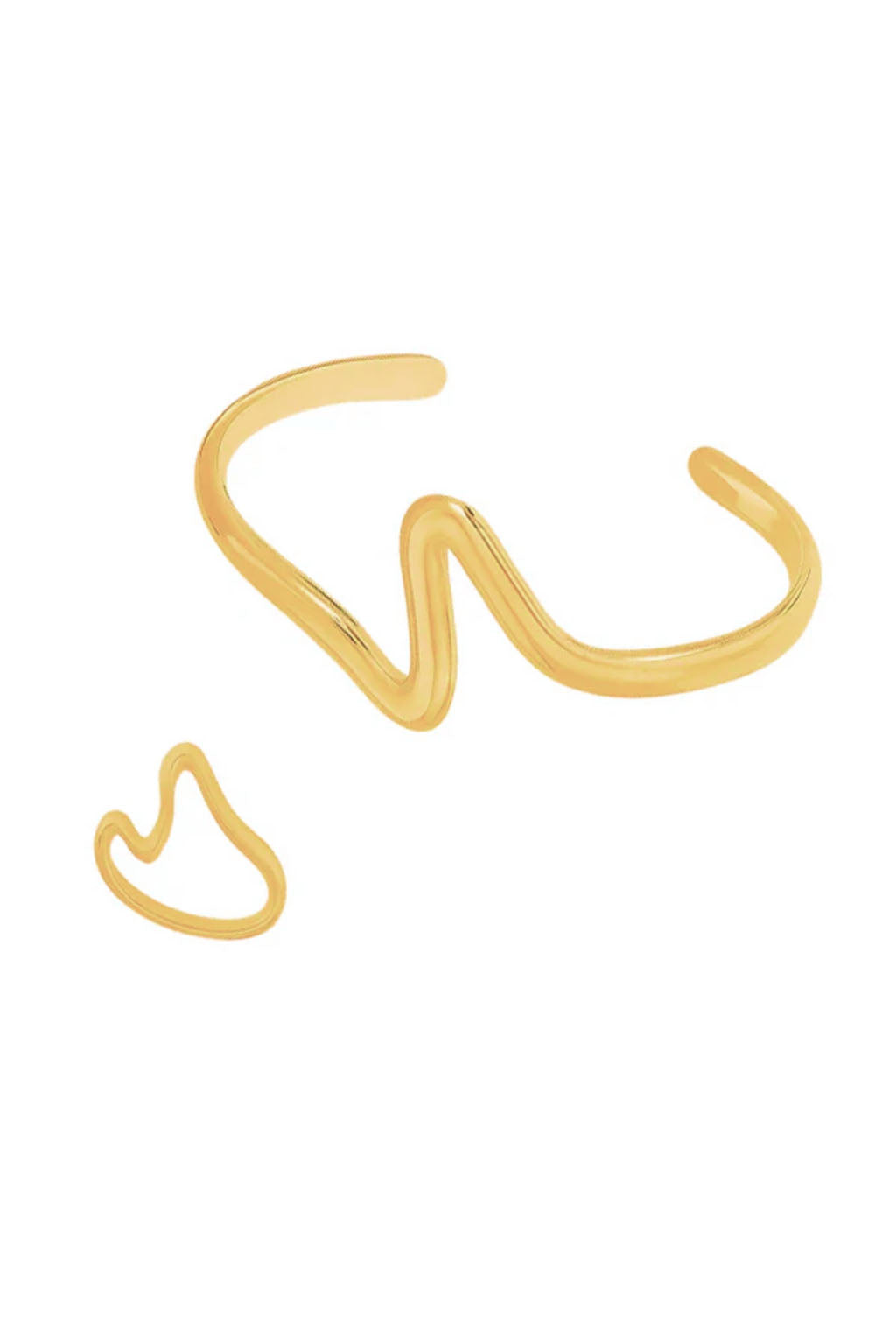 Golden Serpentine Grace Open Cuff Bracelet & Ring Set