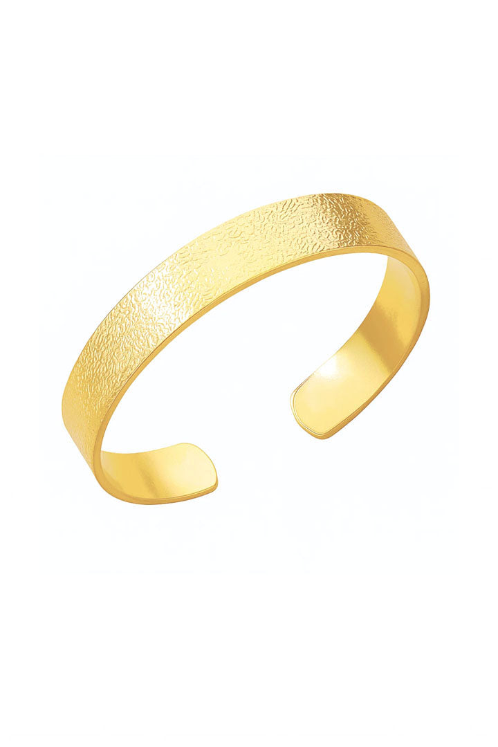 Micro-Textured Satin Open Cuff Bracelet – Gold
